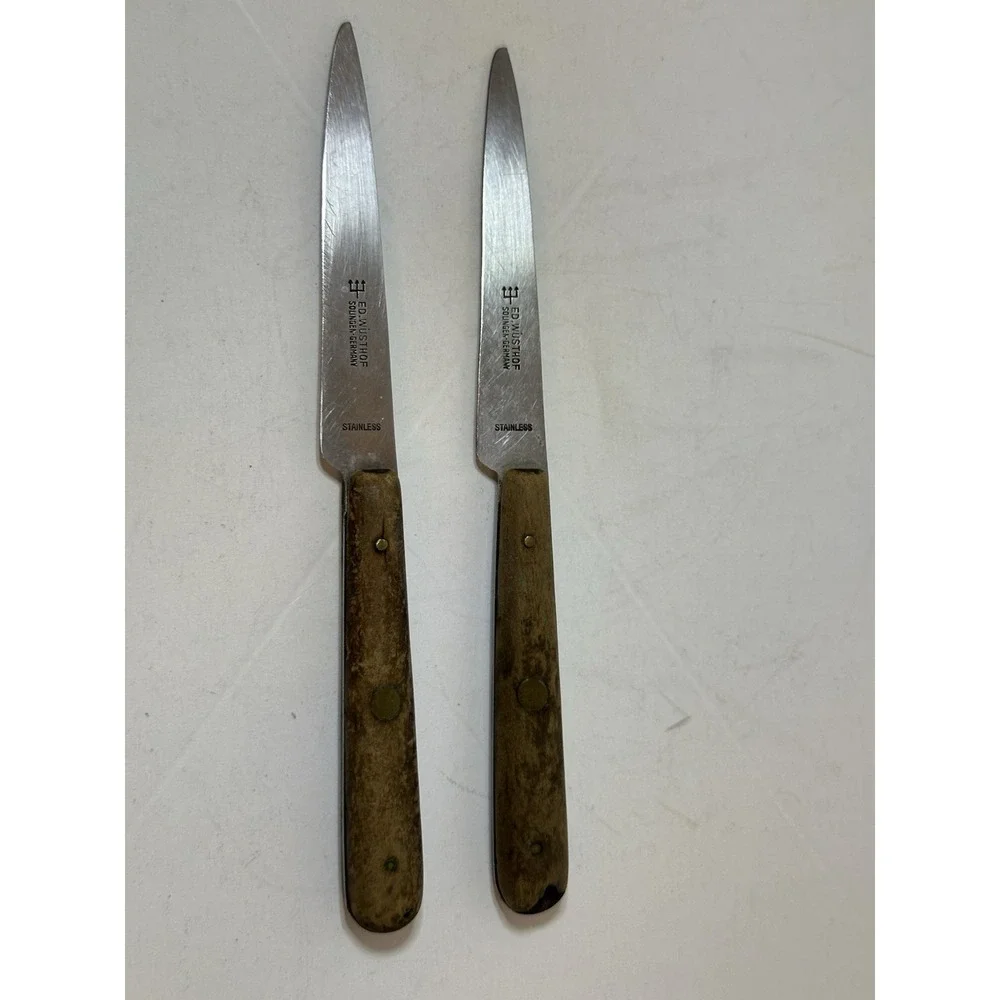 Lot Of Two 1950s Vintage Ed Wusthof Stainless Knife Solingen Germany